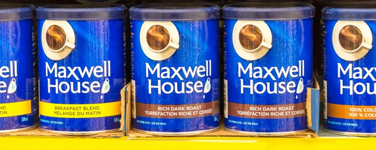 Maxwell House Coffee Cans in Store Shelf